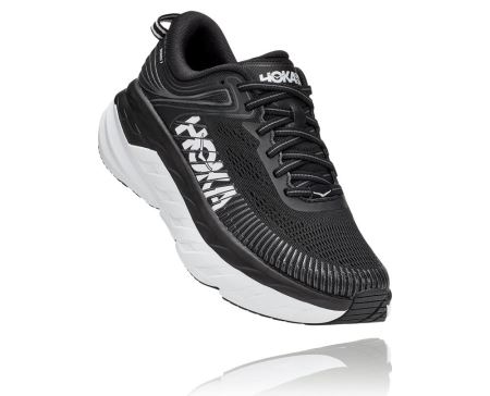 Hoka One One Bondi 7 - Pantofi Mers Barbati Negrii / Albi | RO-P2zW9s1